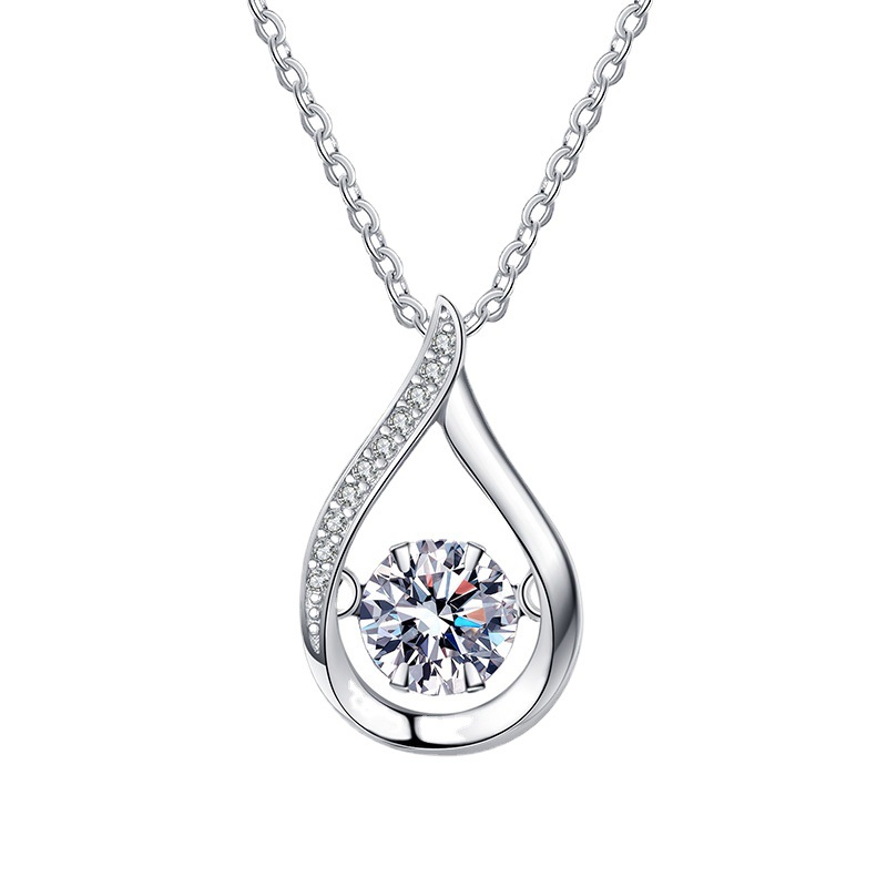 sterling moissanite droplet pendant necklace