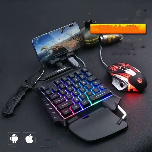 Color: 1style, power: USB - Mobile Game Throne One-Handed Keyboard Set Colorful