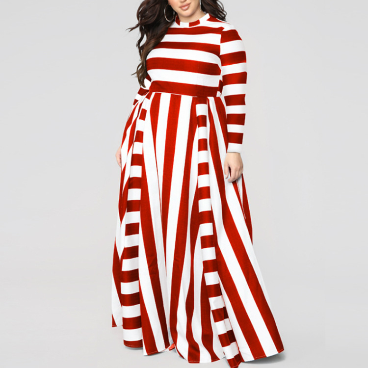 53271d75 0ace 4b6b 970e df13b5de0676 - Loose Women''s Dress Plus Size Striped Woman''s Dress