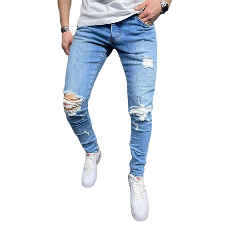 53833268 d0e1 481b 9f24 68abe4ca146c - European And American Men Old Tight-Fitting Casual Denim Trousers