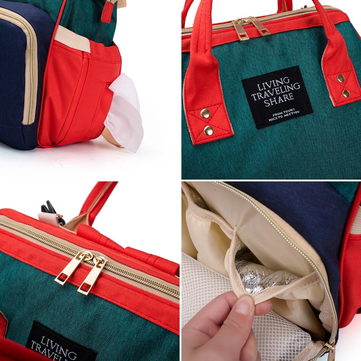 53d2baa7 c76d 442b 8f56 8859bbf23461 - Multifunctional Solid Color Insulation Main Bag Mommy Bag