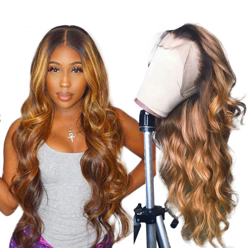 Ombre Lace Front Human Hair Wigs Remy Color