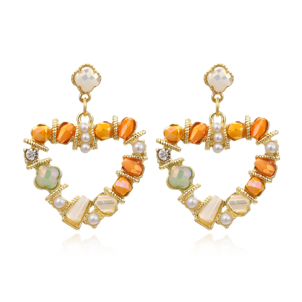 Crystal Earrings Heart Shaped Pearl Earrings S925 Silver Needle Earrings - Picture 4 of 4