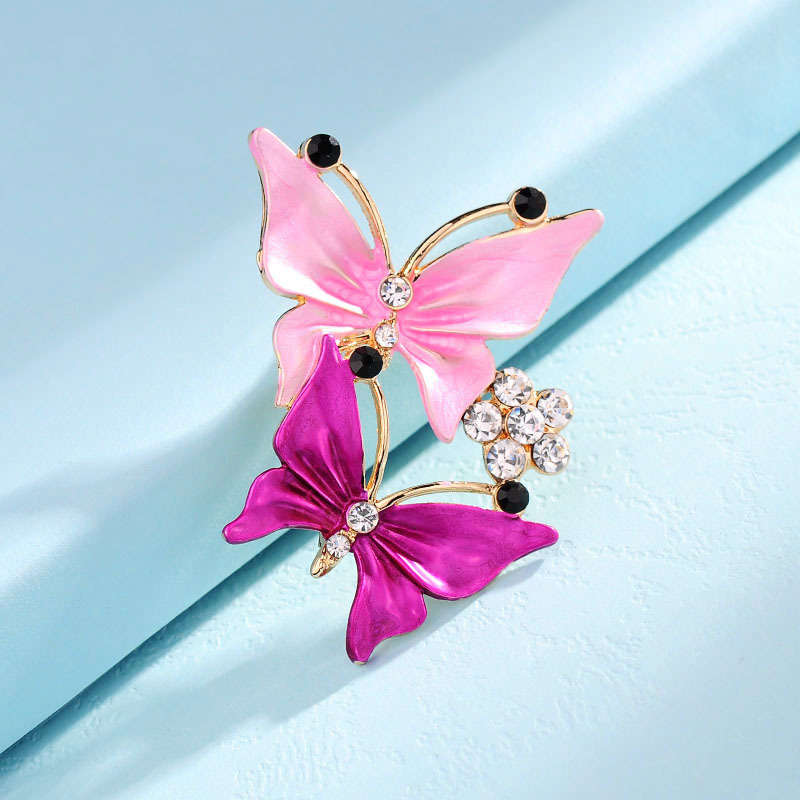 crystal opal angel wing brooch pink butterfly
