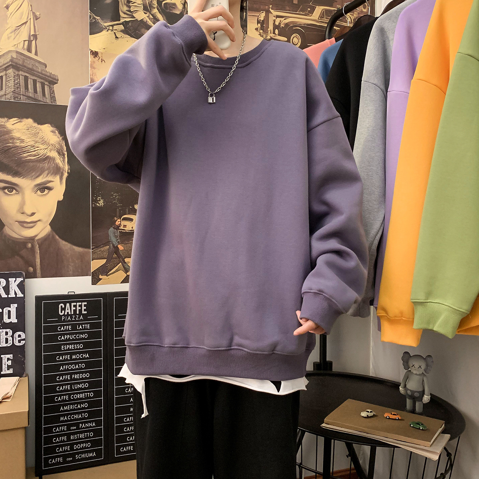 Korean Loose Oversized Style Sweatshirt, Contrast Top