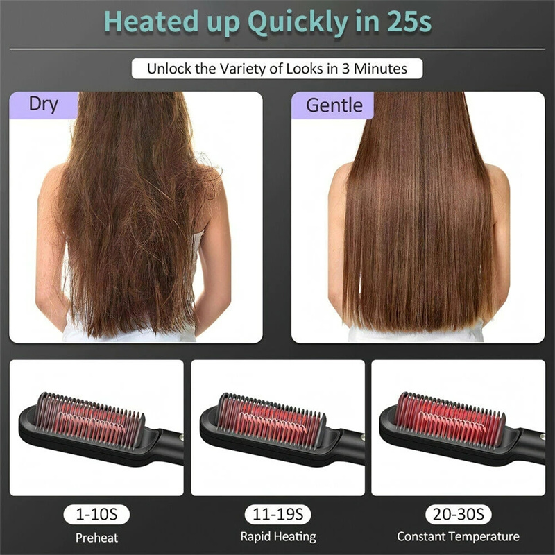 New 2 In 1 Hair Straightener Electric Hair Brush 11