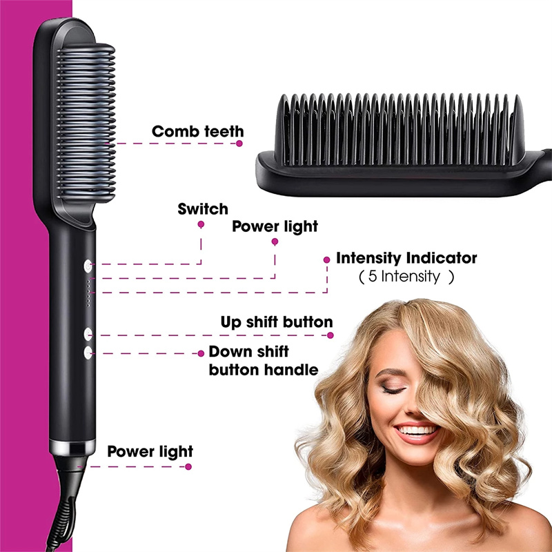 New 2 In 1 Hair Straightener Electric Hair Brush 12