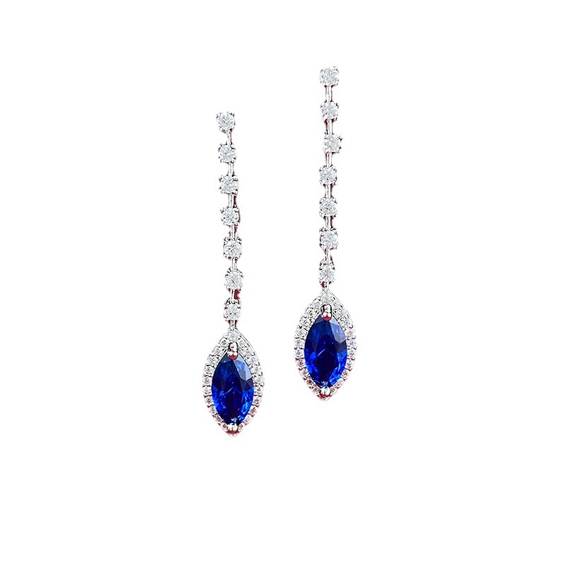 Synthetic Sapphire Gemstone Silver Drops