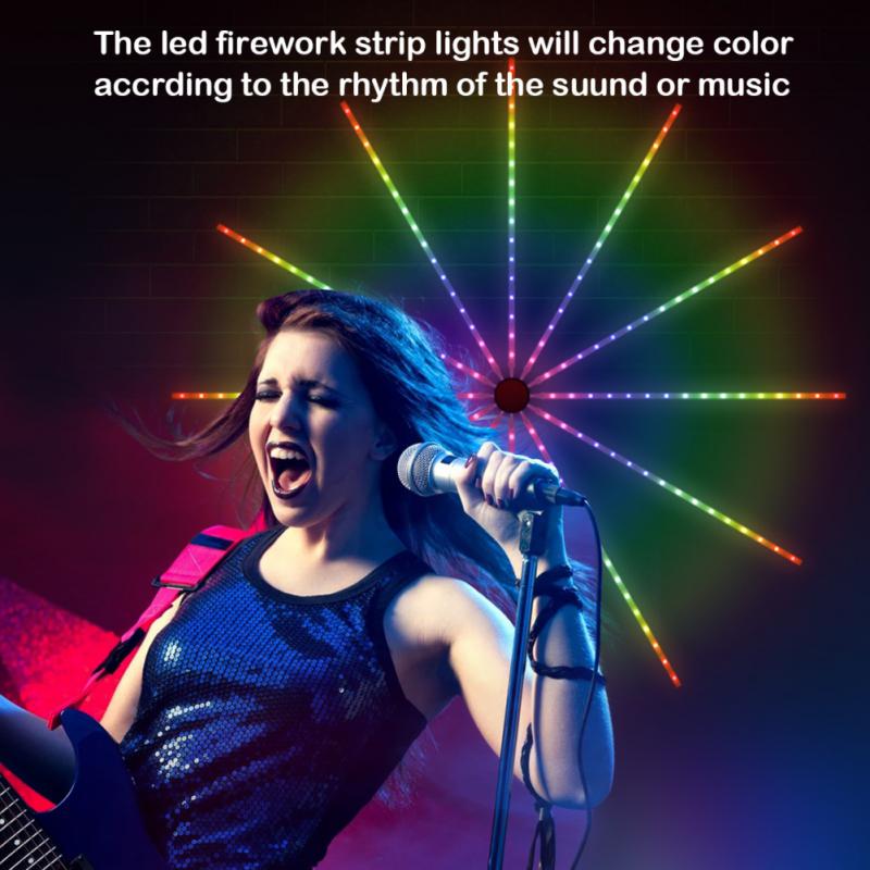 Firework Lights LED Strip Music Sound Sync Color Changing Remote Control LED Firework Light For Room Party