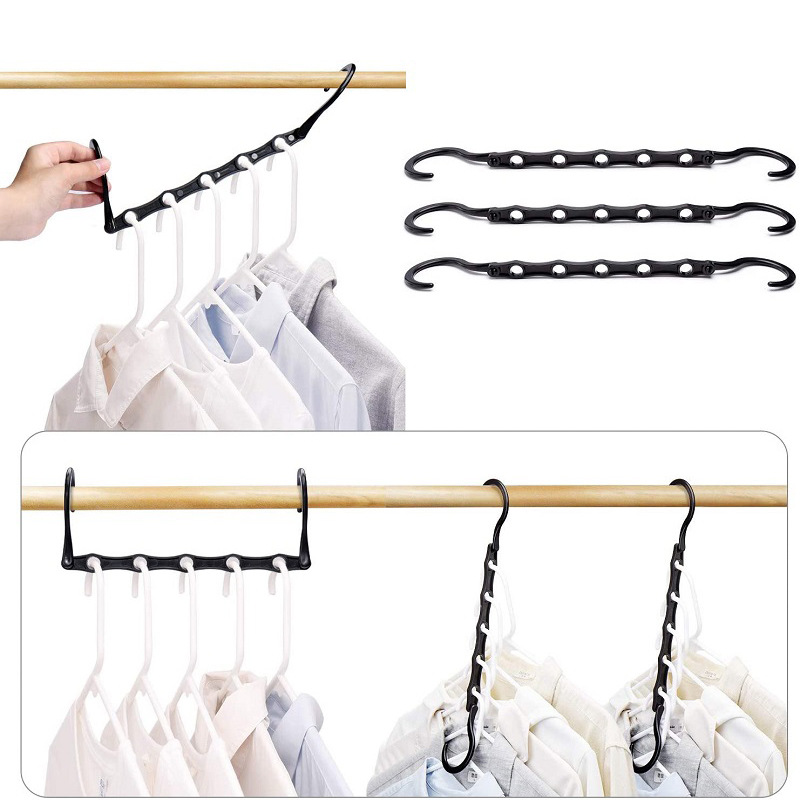 Multifunctional Magic Hook Hanger Space-saving 5 Holes Hanger Simple  Folding Windproof Clothes Hanger Apartments Dorms Home