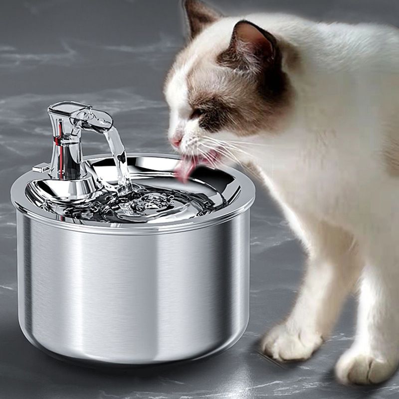 All Stainless Steel Cat Automatic Overcirculating Water Dispenser