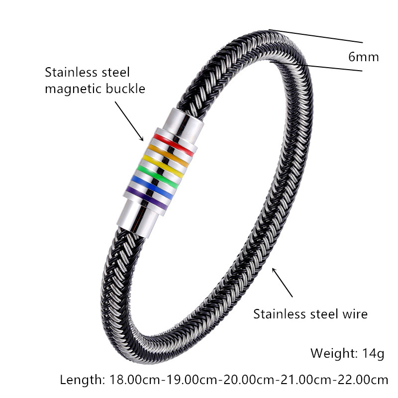 Rainbow Pride Braided Stainless Steel Bracelet - Hip-Hatter