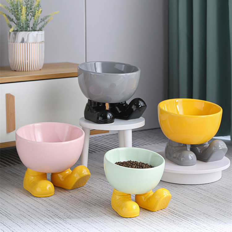 Cute Tall Cat Bowl Ceramic Protection Cervical Slanted Mouth 