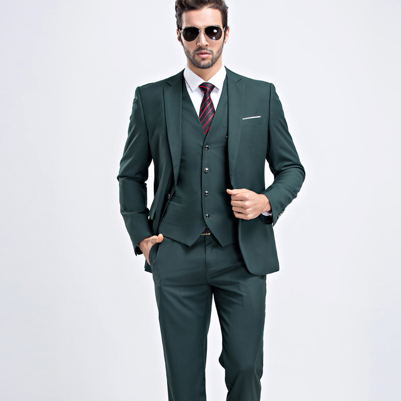 Men 3-piece Blazer & Vest & Slant Pocket Tailored Pants Set
