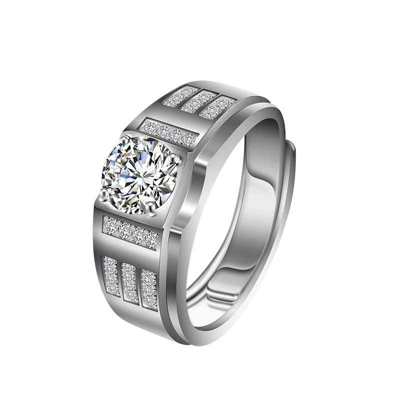Sterling silver moissanite ring for men