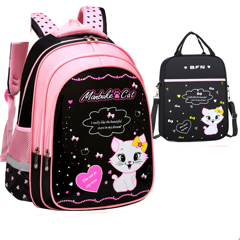 HUGS IDEA Cat Print Backpack Set For Kids – Lightweight School Bag With Adjustable Lunch Bag, Cute 3D Design - View #10