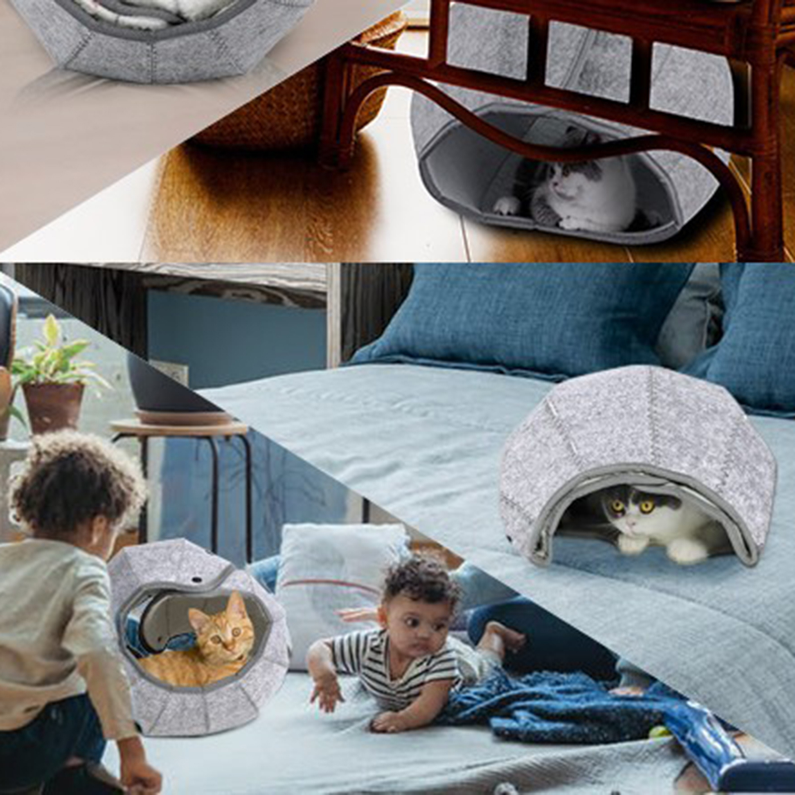 Cat Tunnel Toy Foldable Cat Tube Indoor Cat Cave Bed Multi-Function Pet Toy For Puppy Dogs Cats Interactive Ball Toy