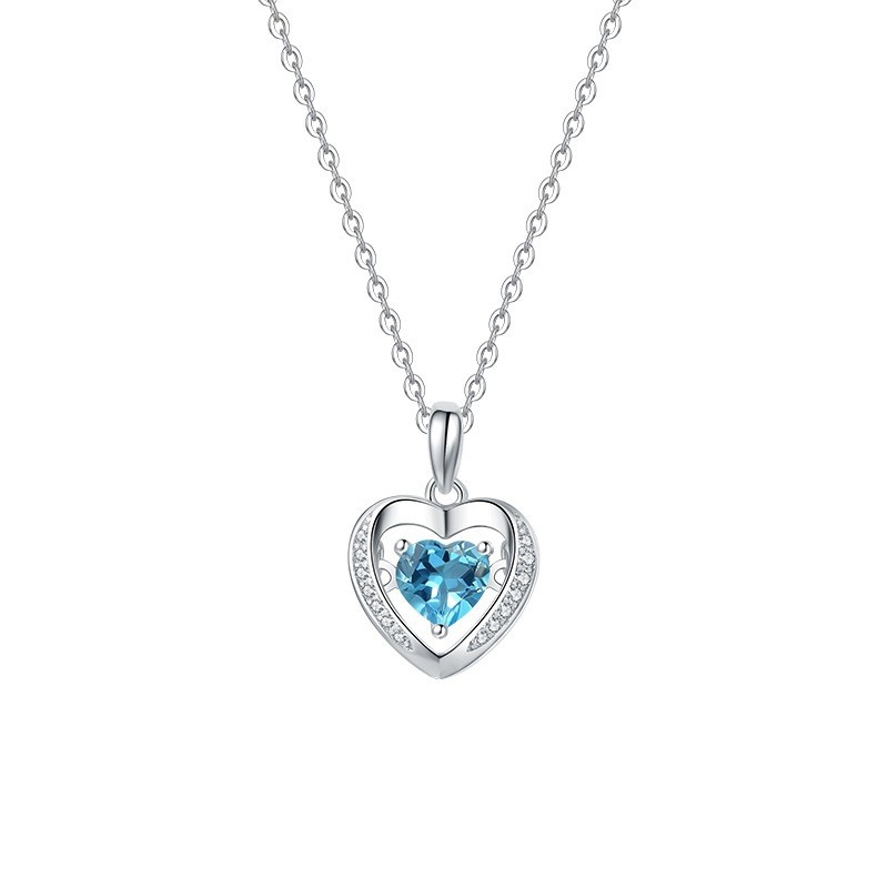 Sterling Silver Pendant Necklace with Topaz