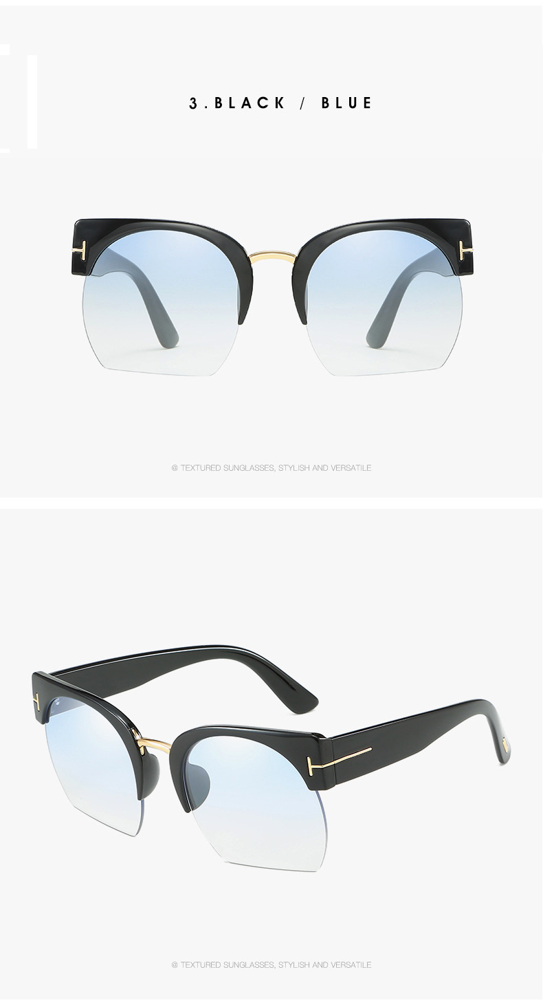 Newest Semi-Rimless Sunglasses Women Brand Designer Clear Lens Sun Glasses For Women Vintage Fashion Sunglasses