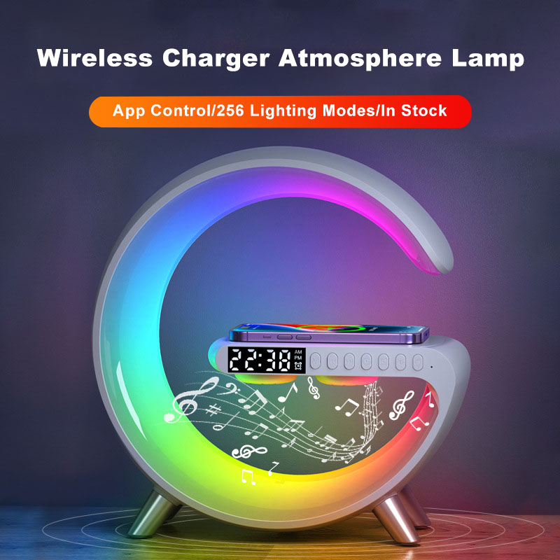 2023 New Intelligent G Shaped LED Lamp Bluetooth Speake Wireless Charger  Atmosphere Lamp App Control For Bedroom Home Decor - CJdropshipping
