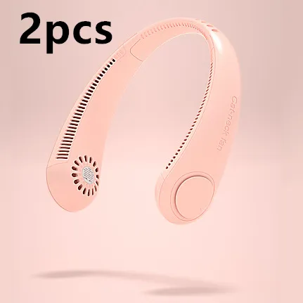 Color: Pink2pcs, power: USB - New Hanging Neck Fan