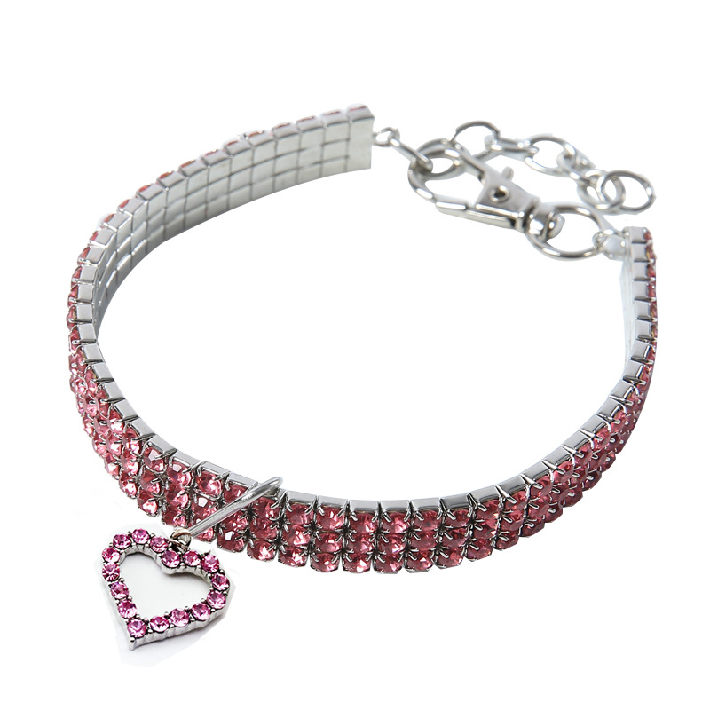 Love Heart Crystal Dog Collar Necklace