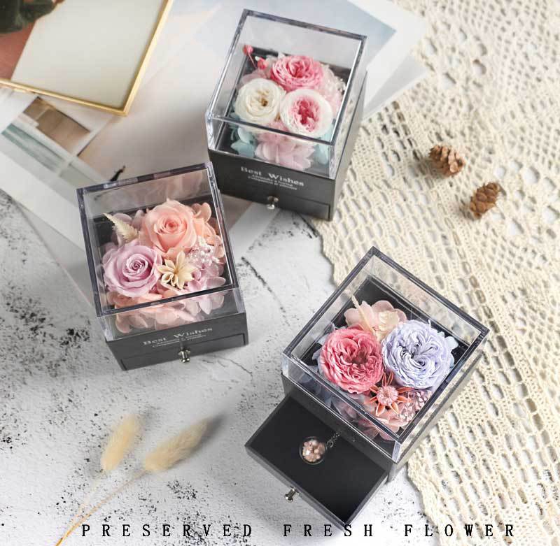 Eternal Flower Rose Jewelry Box for Birthday Presents Valentines Day Wedding Gift
