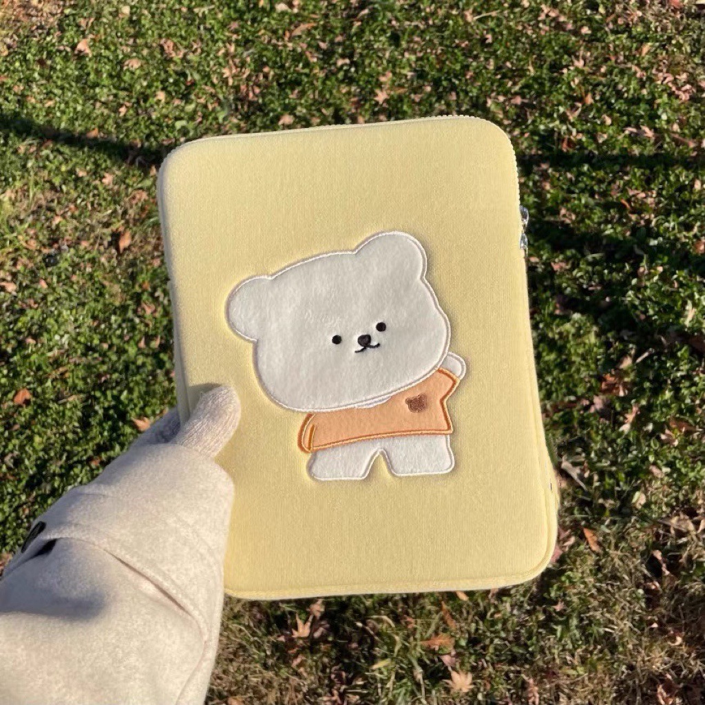 Confident Cute Bear Laptop Bag Flat Storage CJdropshipping