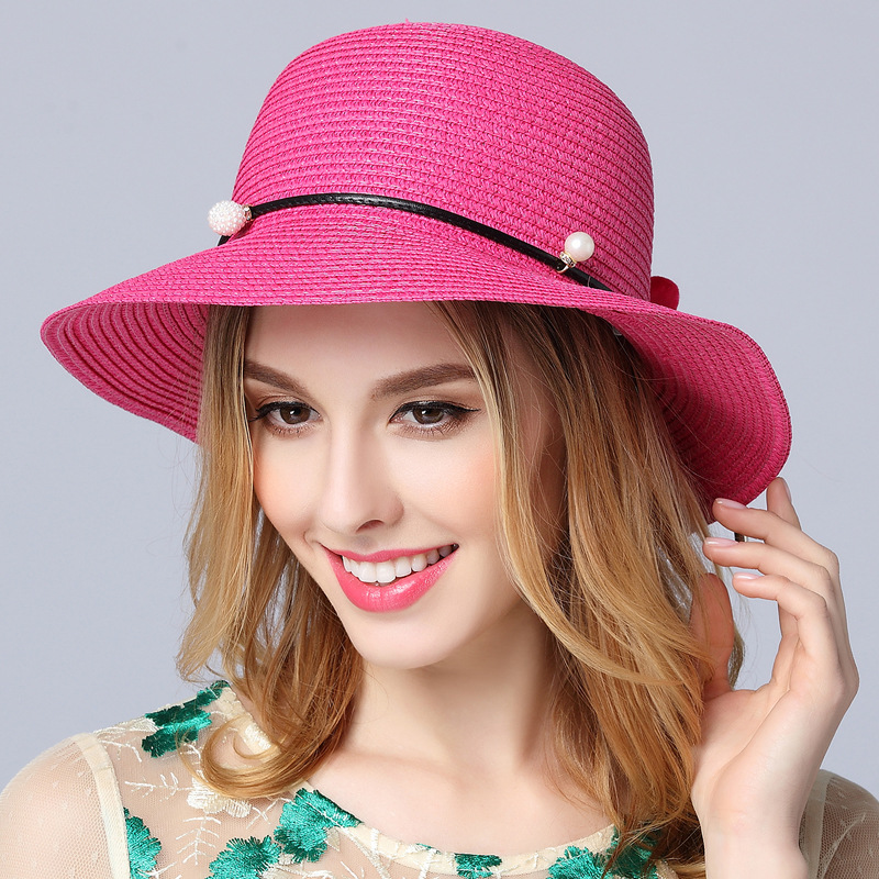 Ladies Sun Hat Pearl Flower Pot Hat - CJdropshipping