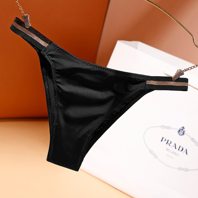 Seamless Women Panties  Low-rise silk Thong, idc thong black