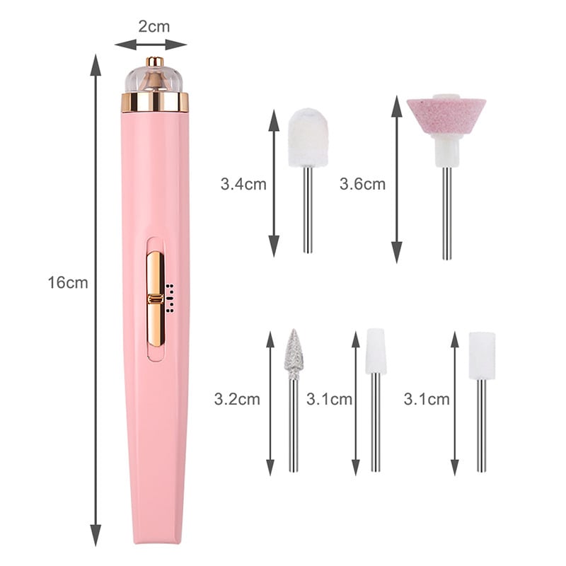 5in1 Manicure Machine Set Electric Nail Drill Polisher Cordless USB Rechargeable With LED Cutters Mill For Manicure Pedicure Accessor