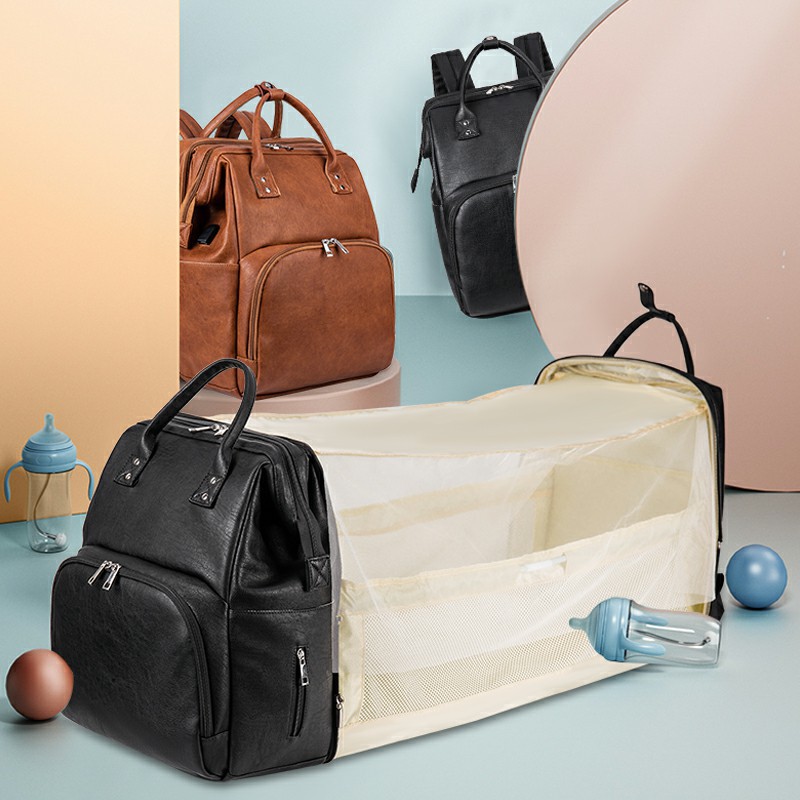 Folding Crib Mother And Baby Bag Multipurpose Backpack CJdropshipping