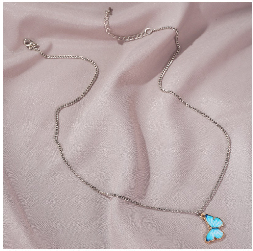 6b0db2fb b8c3 4158 af22 41c53d564033 - Simple Color Dripping Butterfly Pendant Clavicle Chain