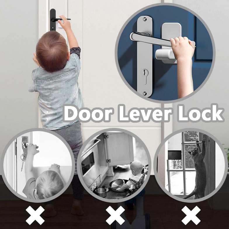 Door Lever Lock Child Pets Safety Lock Door Handle Fixed Antitheft For Door Children Safety
