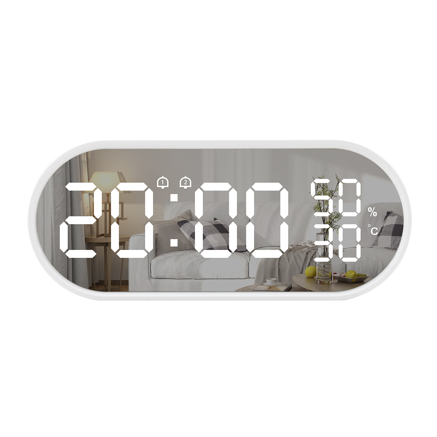 LED Alarm Clock Mirror Touch Temperature And Humidity Electronic Thermostat