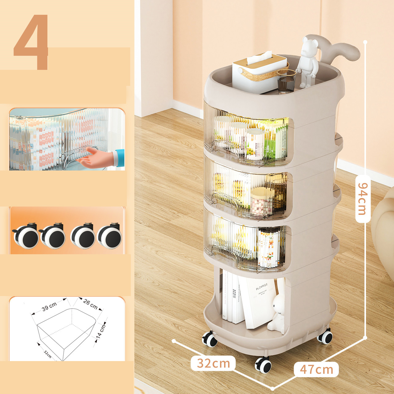 Snack Cabinet Removable Bookshelf Toy Storage Shelves