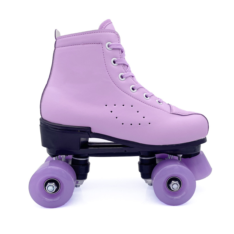 Doublerow Leather Purple Roller Skates CJdropshipping