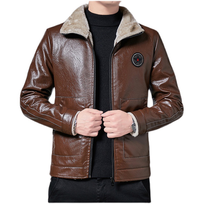 7221ed3c c71a 4189 aaf5 eeca46e42e89 - Lapel Motorcycle Jacket Plus Velvet Pu Leather Jacket