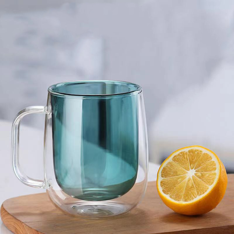Vincenza colorful double layer glass mug