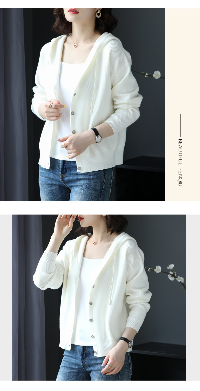 72b51518 25e0 40bc 8f05 cee199763643 Hooded Sweater Coat Women Long Sleeve Single-breasted Sweaters Clothes