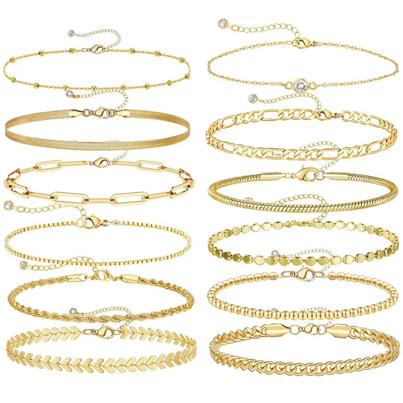 Gold Chain Bracelet Set