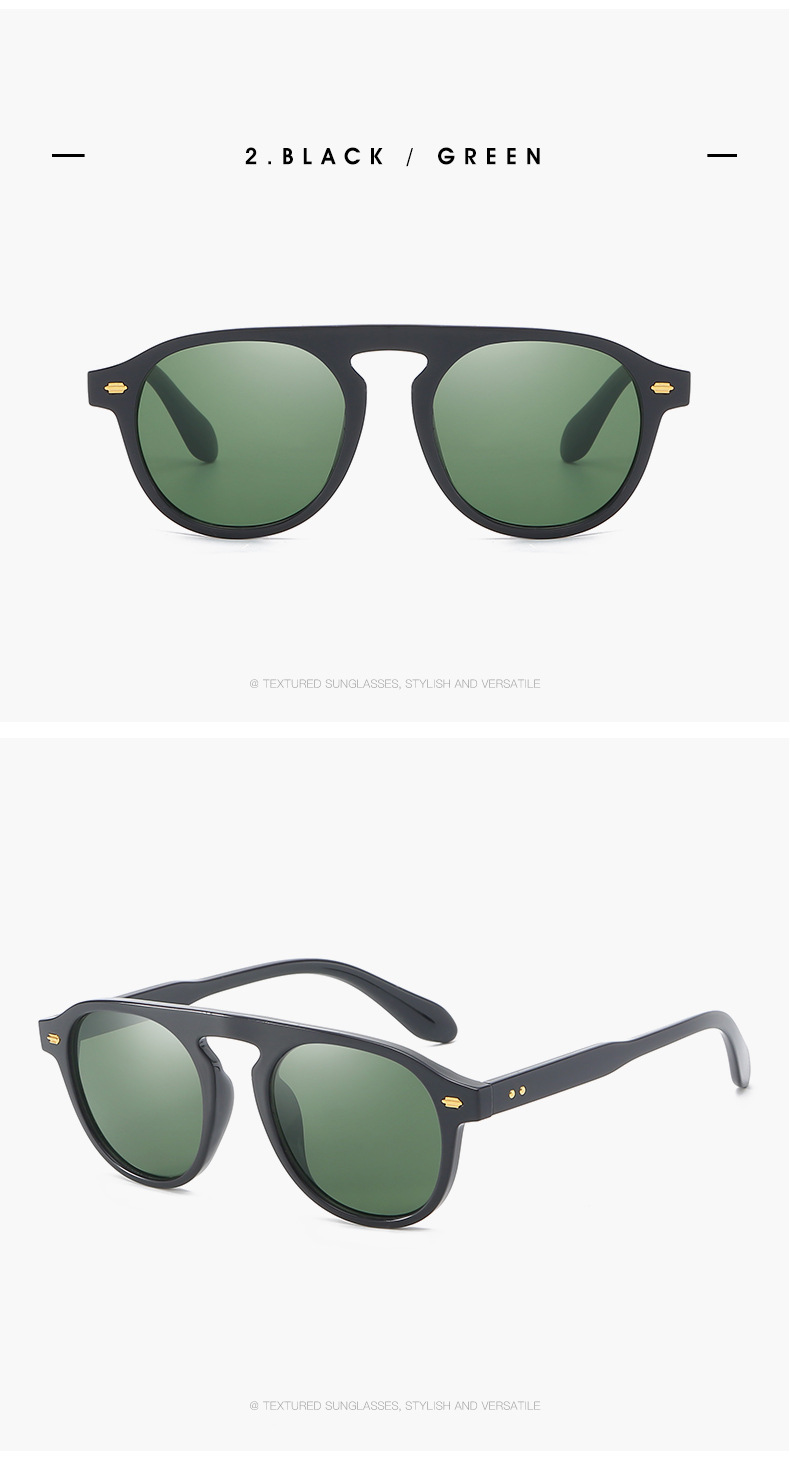 green Tinted Round Sunglasses