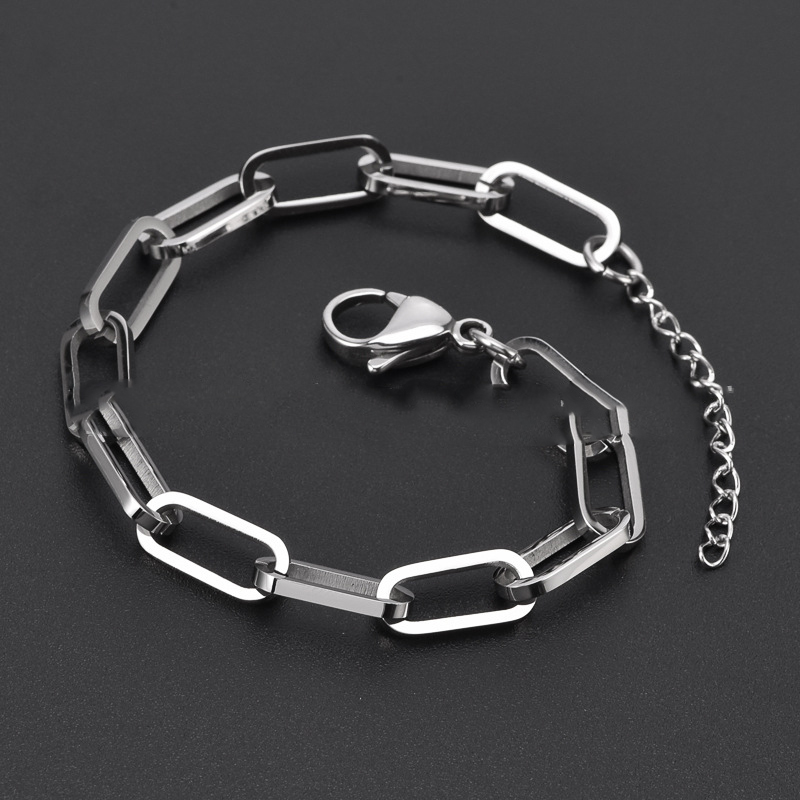 Square Lattice Paperclip Titanium Steel Bracelet CJdropshipping