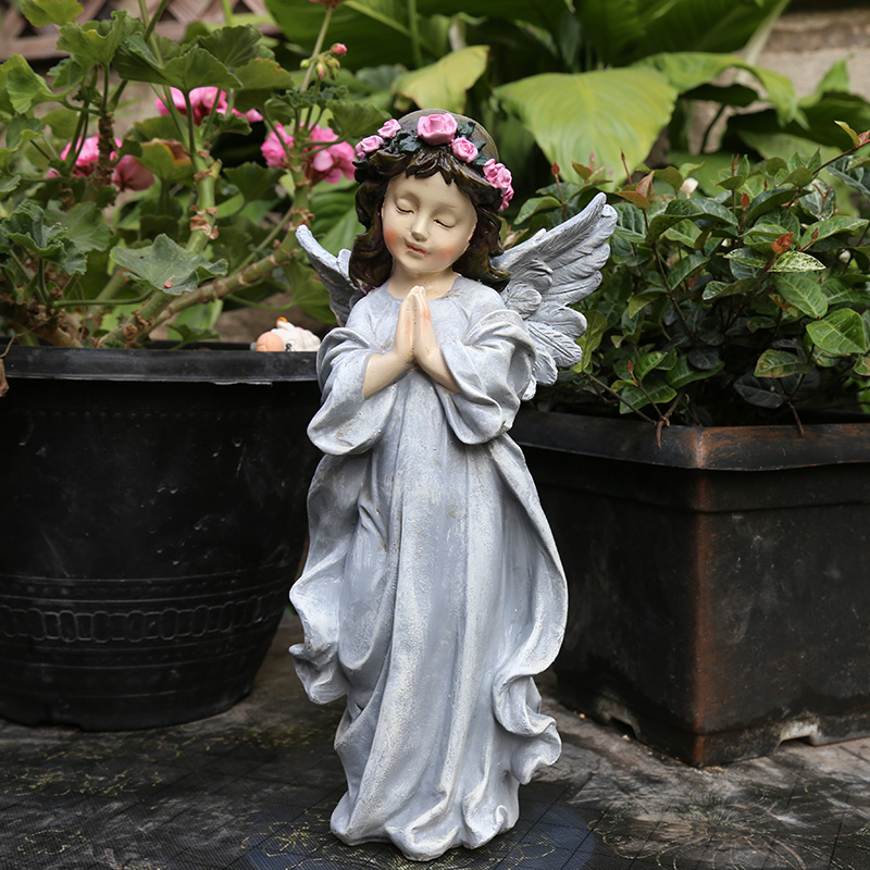 Statue Ange Jardin Femme Prière