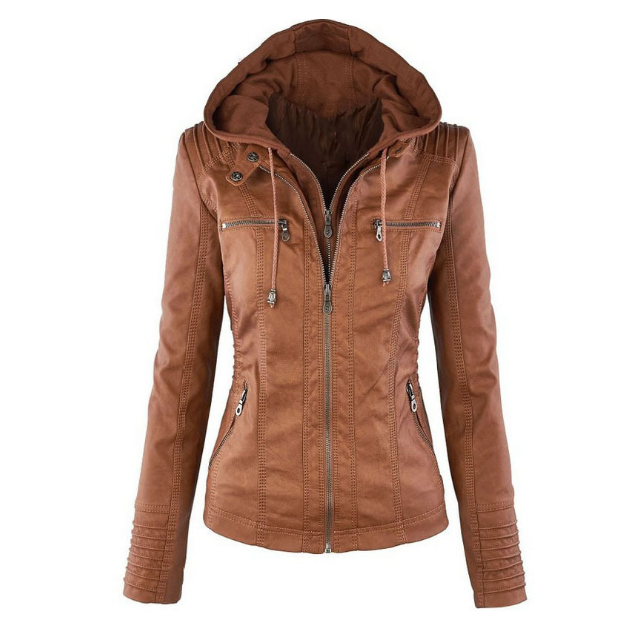 Europe Hot Removable Solid Leather Jacket Lapel Ms. shopper-ever.myshopify.com