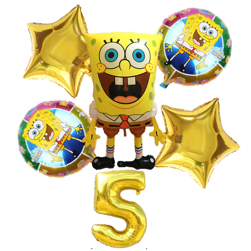 SpongeBob Party Balloons Set With Number 1 - 6