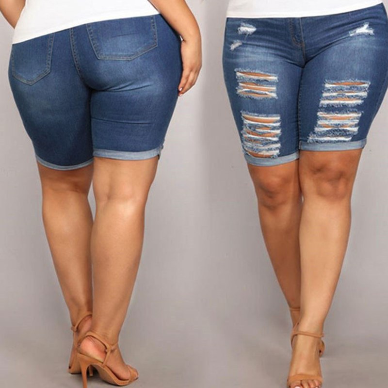 Summer Fat Women Jeans Plus Size Ripped Ladies Pants - CJdropshipping