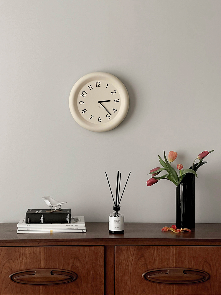 Cream color chubby chunky style resin wall clock, by A Bit Sleepy homeware and decor concept store