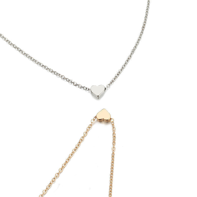 7586083c 16be 4cea 8e87 3fb951d88866 - Simple Fashion Gold color Double-sided Love Pendant Necklaces Clavicle Chains Necklace Women Jewelry Gift