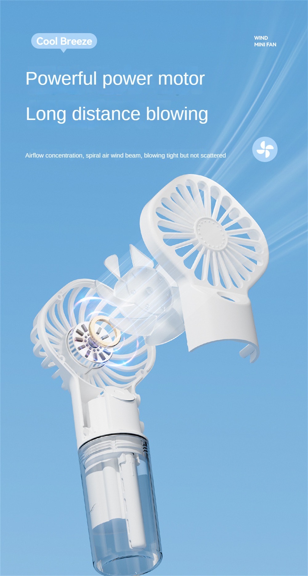 Power Spray Humidifier Small Fan Air Diffuser Usb Charging Portable Fan Refreshing Water Cooling Device
